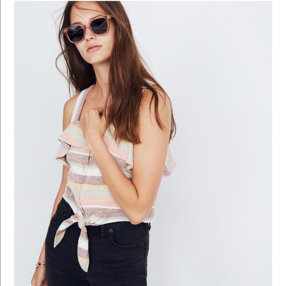 Madewell Texture & Thread Ruffle Tie-Front Tank - Picture 3 of 4